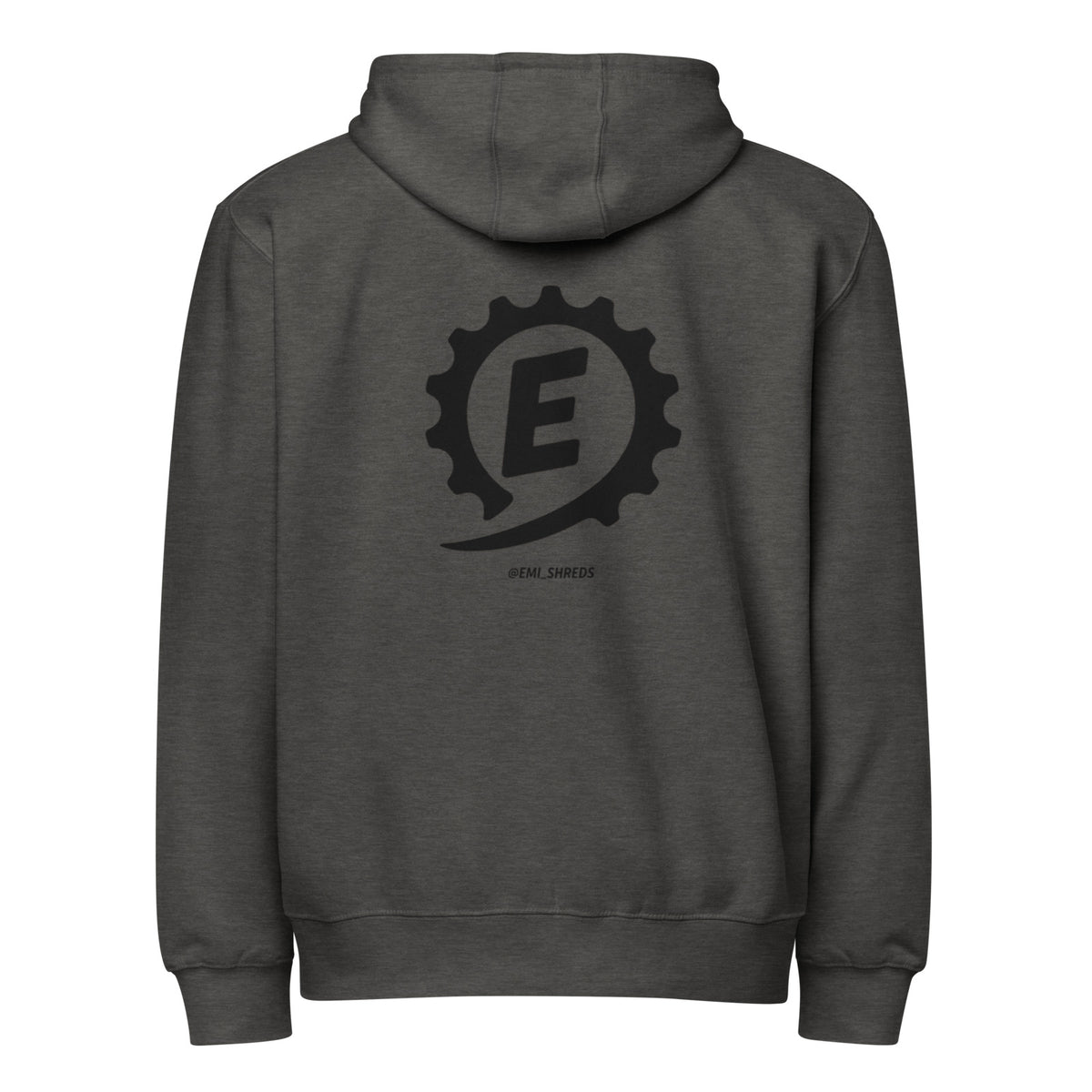 Emi Shreds Zip Hoodie, charcoal heather, back