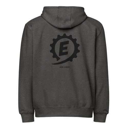 Emi Shreds Zip Hoodie, charcoal heather, back