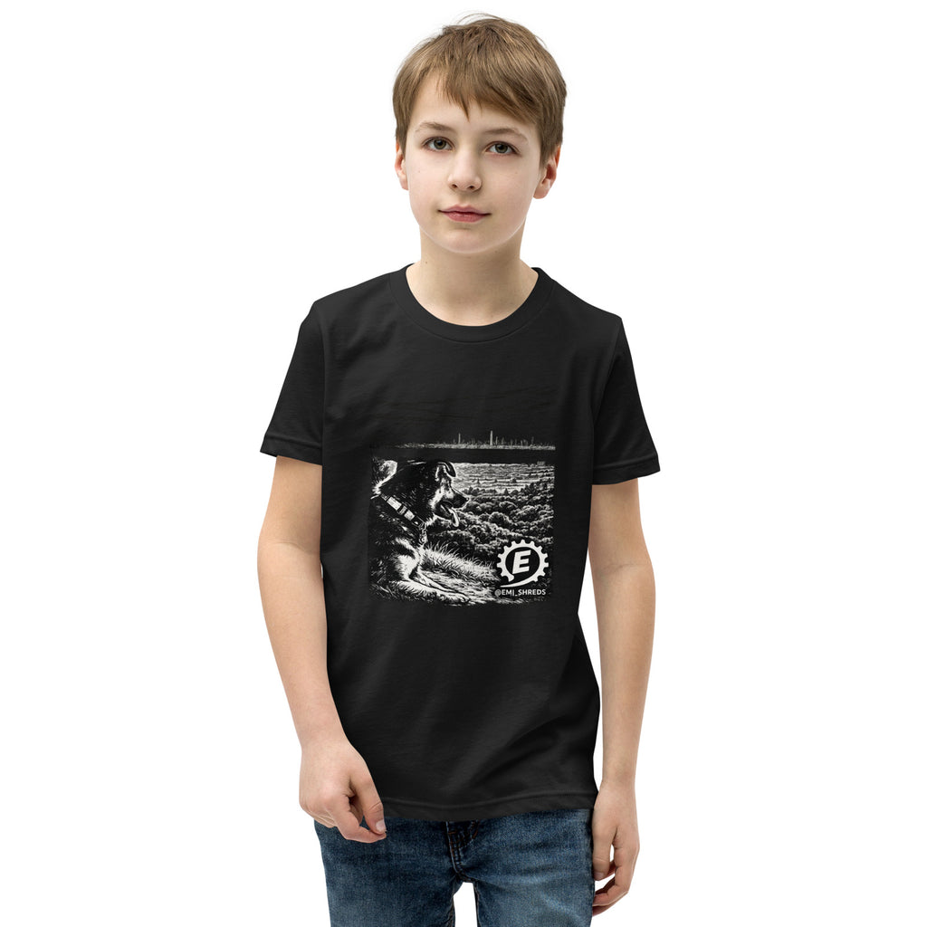 Dog Over the City Youth Tee, black, front