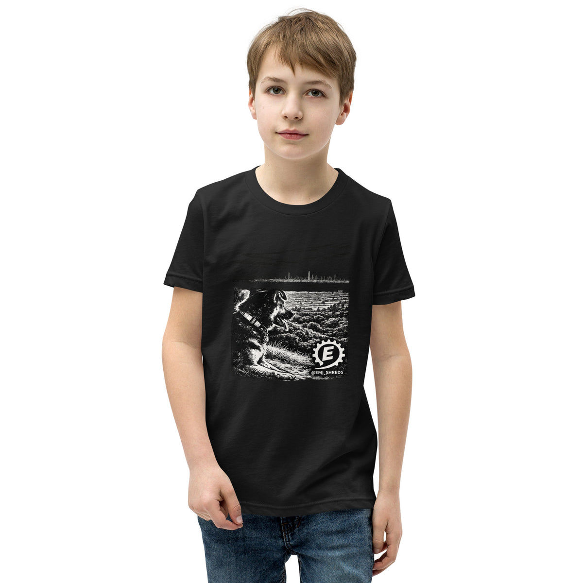 Dog Over the City Youth Tee, black, front